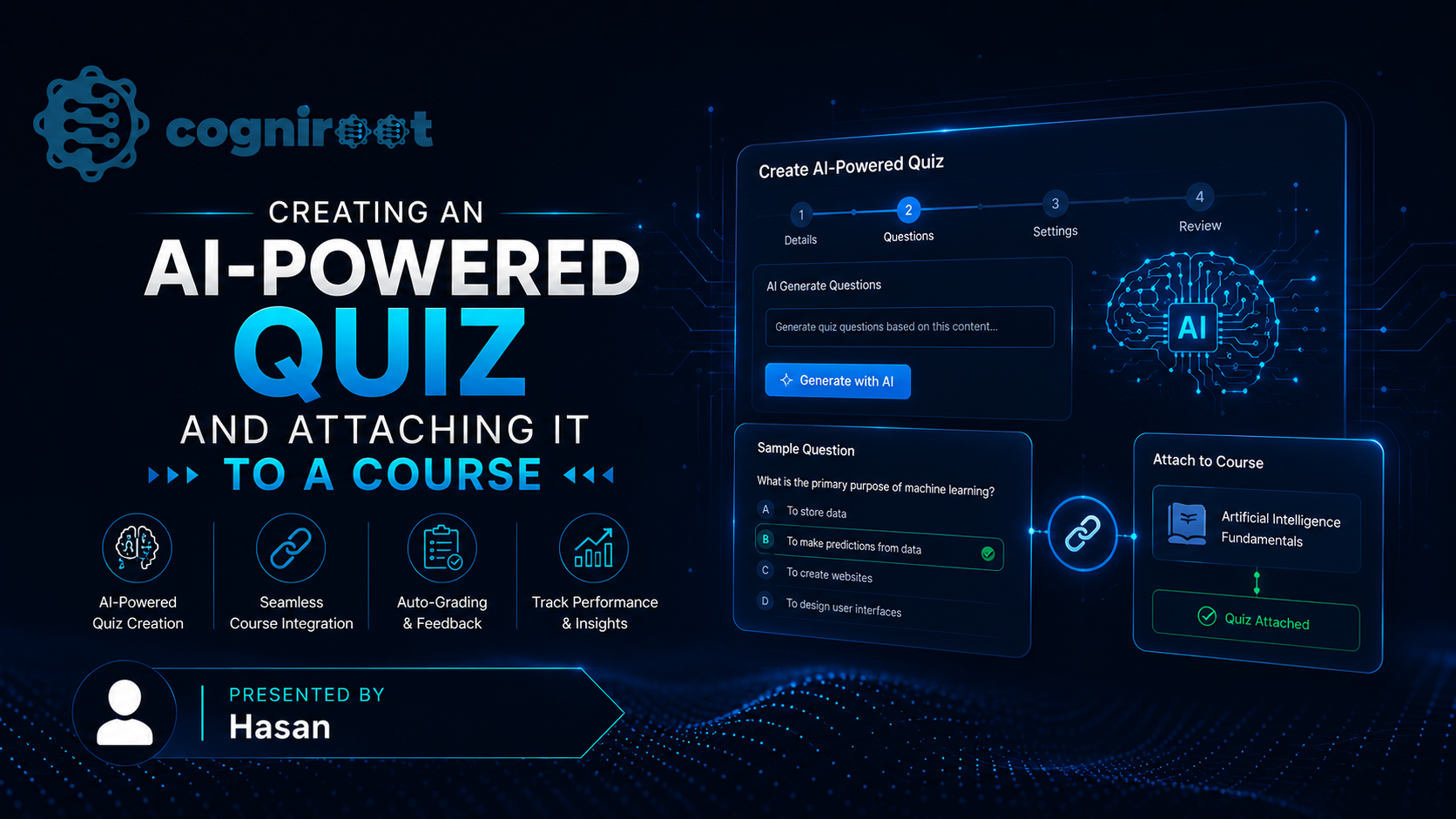 Attach an AI-Powered Quiz to a Course Lesson in Cogniroot